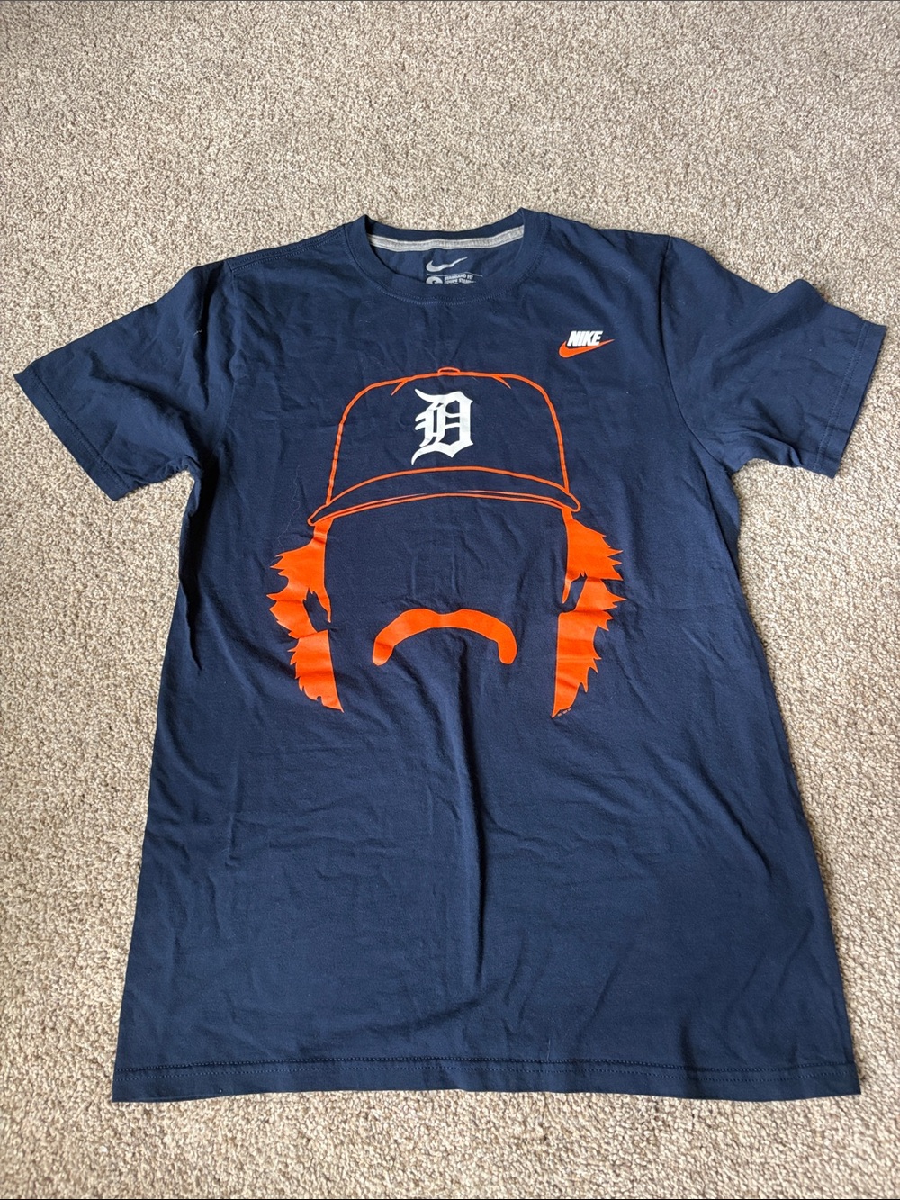 Nike Navy Tee with Orange Detroit Cap Graphic